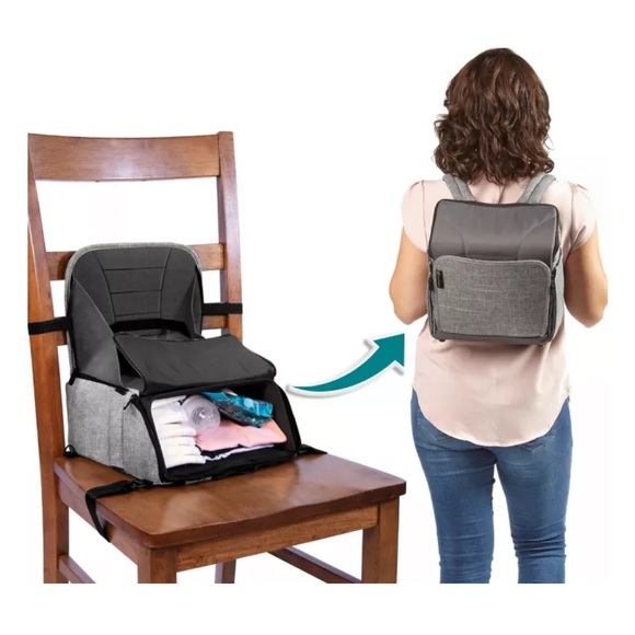 🎒CONTOURS // Explore 2-in-1 Portable Booster Seat and Diaper Bag (Graphite) - Picture 9 of 11